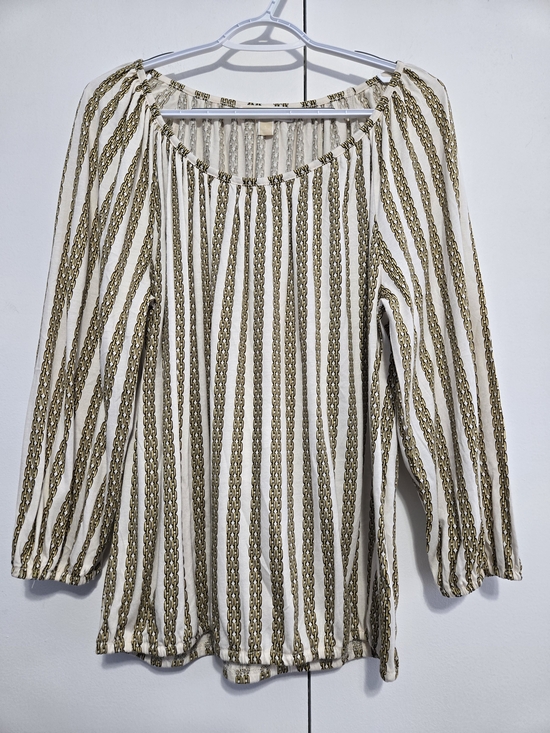Michael Kors Tops - Michael Michael Kors Chain Print Peasant Blouse Cream Gold Large